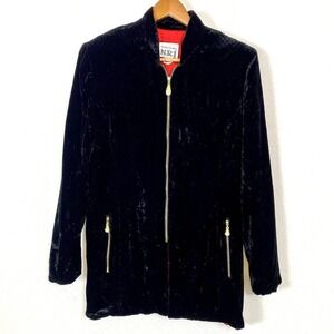 Vtg Sandra Ow-Wing NR1 Womens Large Velvet Black Zip Up Jacket Vampire Retro